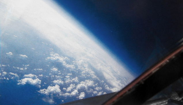 The curve of the Earth is visible in this photo taken by pilot Brain Shul from the cockpit of an SR-71 at 80,000 feet